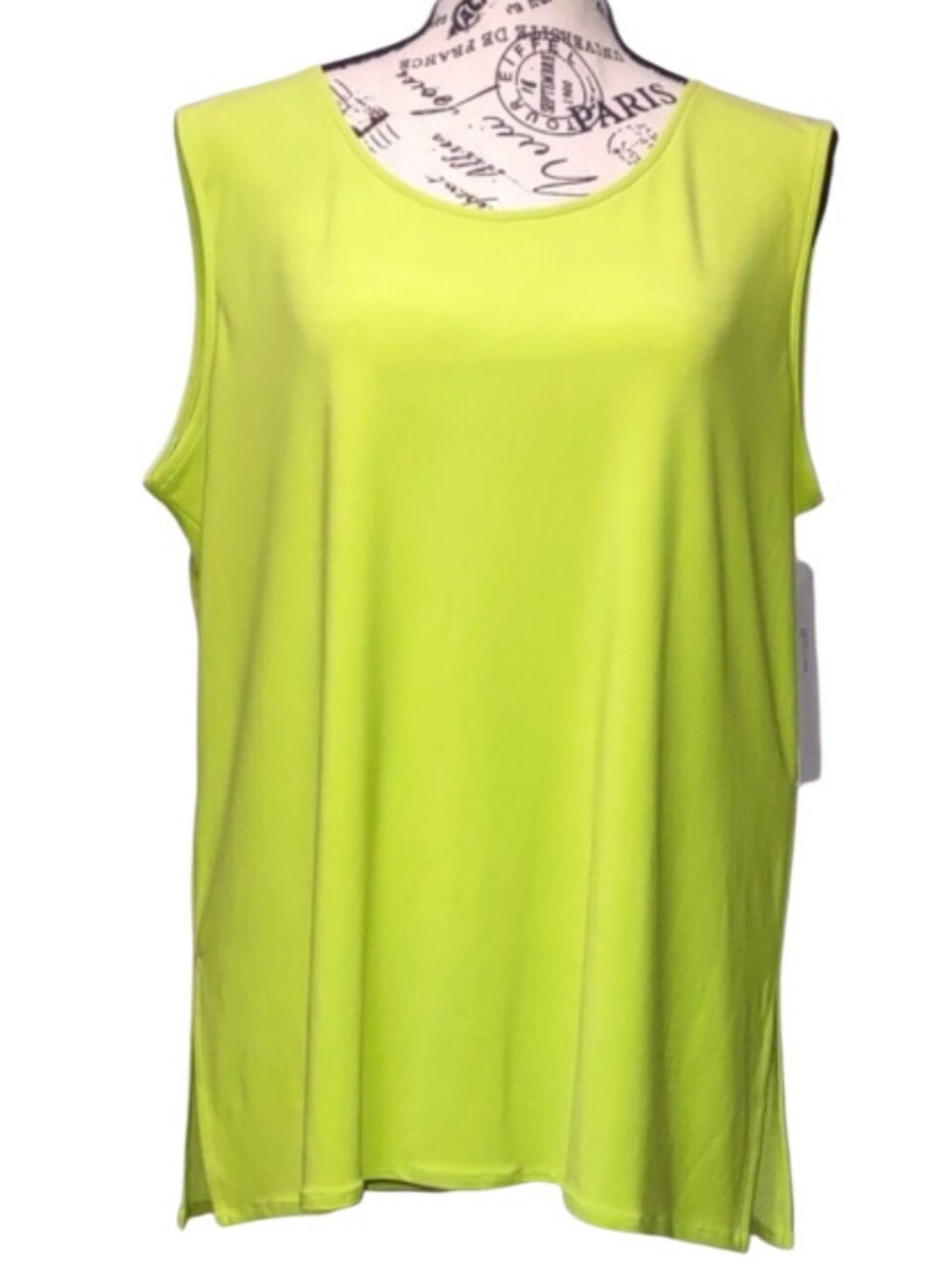 Caroline Rose Tank Tops Sleeveless Size M Fresh Lime Made in USA NWTh